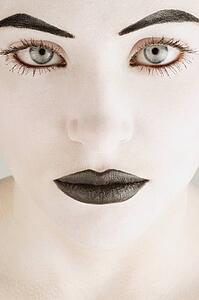 A womans face in black and white