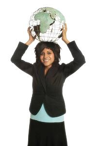 Woman holding globe