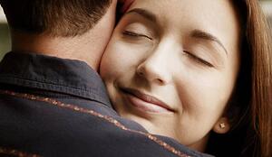 A couple embrace