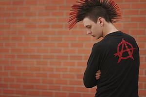 Teenager with mohawk