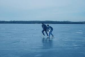 Playing hockey together
