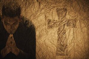 Composition of man praying to Jesus