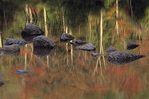 Rocks reflected in Bubble Pond