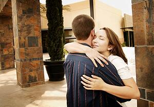 A couple embracing