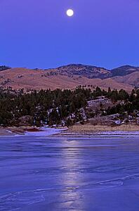 Moonrise, Canyon Ferry Lake, winter