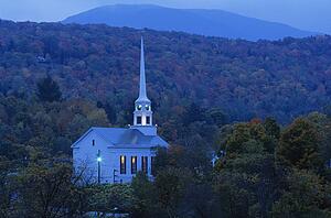 Scenic church at night