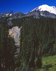 Winding mountain road, Mount Rainier, Rainier National Park