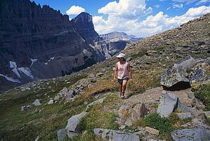 Hiker, Piegan Pass, Glacier National Park