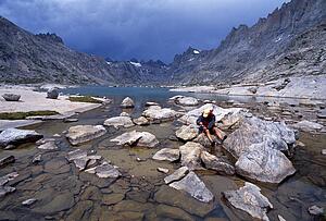 Filtering Titcomb Lake, Wind River Range