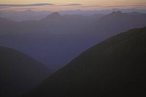Mountains covered with fog