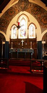 Interior of the front of a church