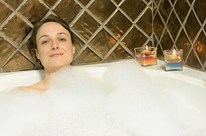 Woman having a bubble bath