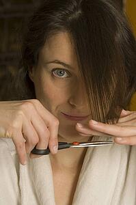 Woman cutting hair
