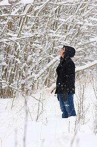 Admiring the snow