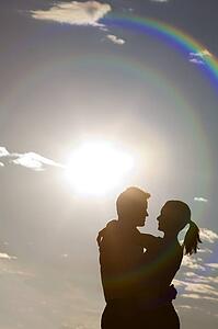 Silhouetted embrace