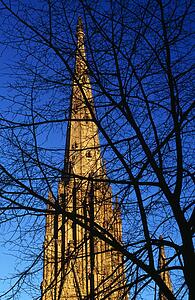 Church with Silhouette of Tree