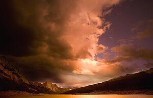 Dark and softly lit clouds overhead