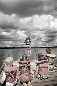 Children watching first water jumper