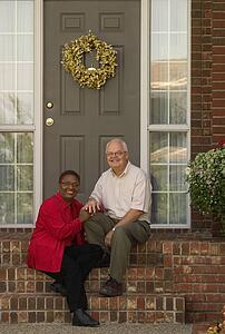 Couple sitting on the steps