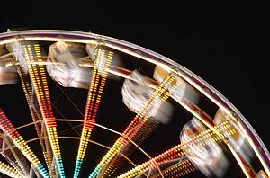 Amusement park ride blurred