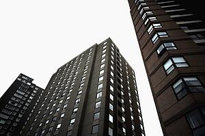 Low angle of apartment buildings