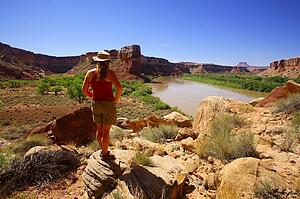 Woman observing canyon