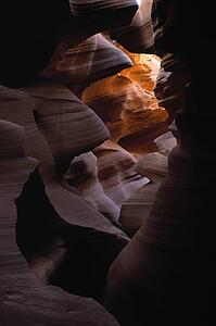 Sunlight and shadow in Upper Antelope slot canyon