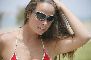 Woman wearing sunglasses and bikini