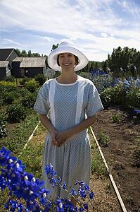 Woman in flower garden