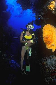 Woman scuba diving