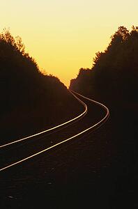 Railroad track at night