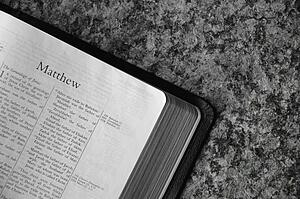 Bible open to Matthew