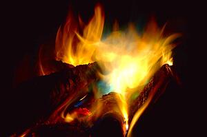 Colorful flames of a fire