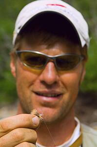 Fly fisherman with bait
