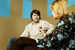 Man and woman talking