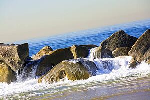 Ocean pouring over rocks