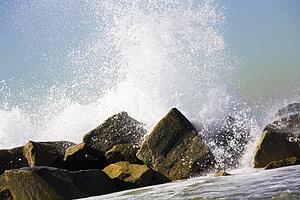 Water crashing over rocks