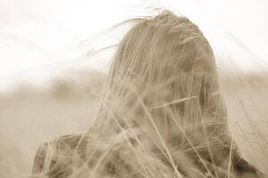 Woman's hair blowing