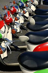Scooters in a row