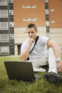 Young man working on laptop