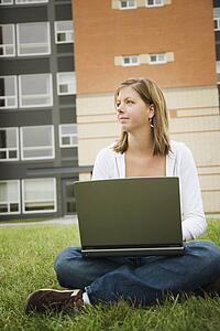 Young woman working on laptop