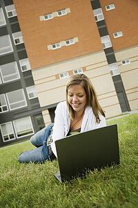 Young woman working on laptop