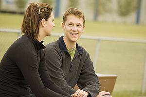 Young couple talking