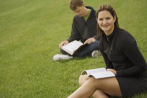 Young couple studying