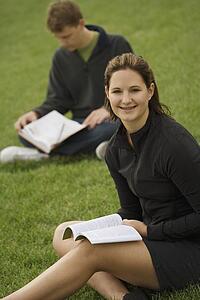 Young couple studying