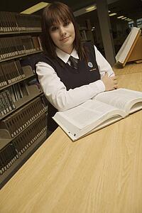 Student in a library