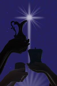 Three wisemen offering their gifts