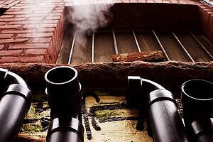 Pipes on the exterior of a building