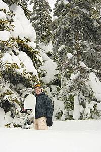 Portrait of a snowboarder in the snow