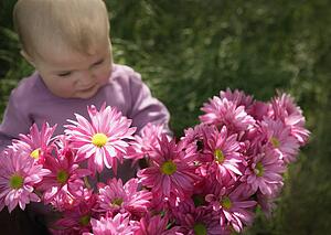 Baby with flowers
